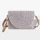 Madeline Love Purple Color Striped Two Tone Straw Clutch / Crossbody Bag - Bags & Wallets