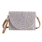Madeline Love Purple Color Striped Two Tone Straw Clutch / Crossbody Bag - Bags & Wallets - desc