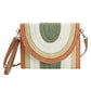 Madeline Love Olive Green Multi Colored Striped Straw Clutch / Crossbody Bag - Bags & Wallets - desc