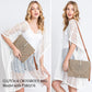 Madeline Love Olive Green Multi Colored Striped Straw Clutch / Crossbody Bag - Bags & Wallets - extra