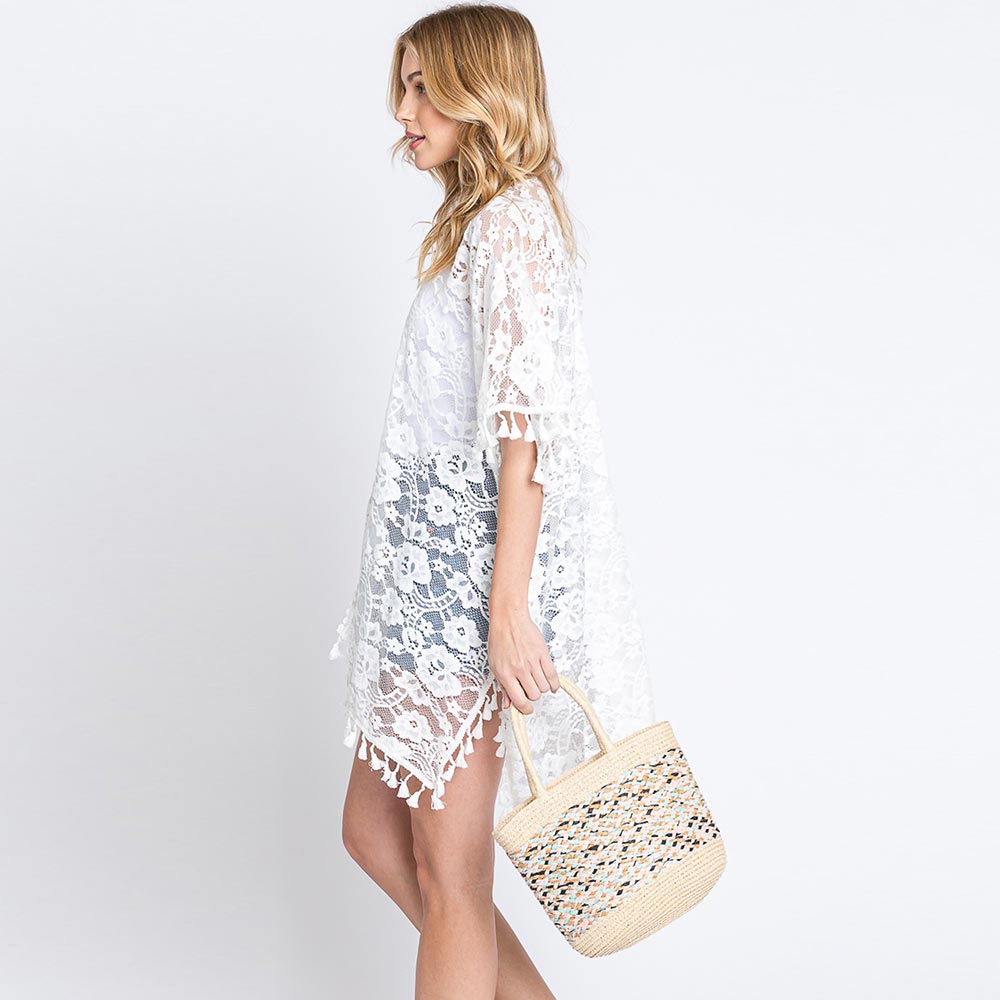 Madeline Love Pink Mixed Color Straw Bag - Bags & Wallets - desc
