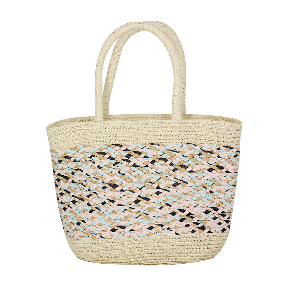 Madeline Love Pink Mixed Color Straw Bag - Bags & Wallets - extra