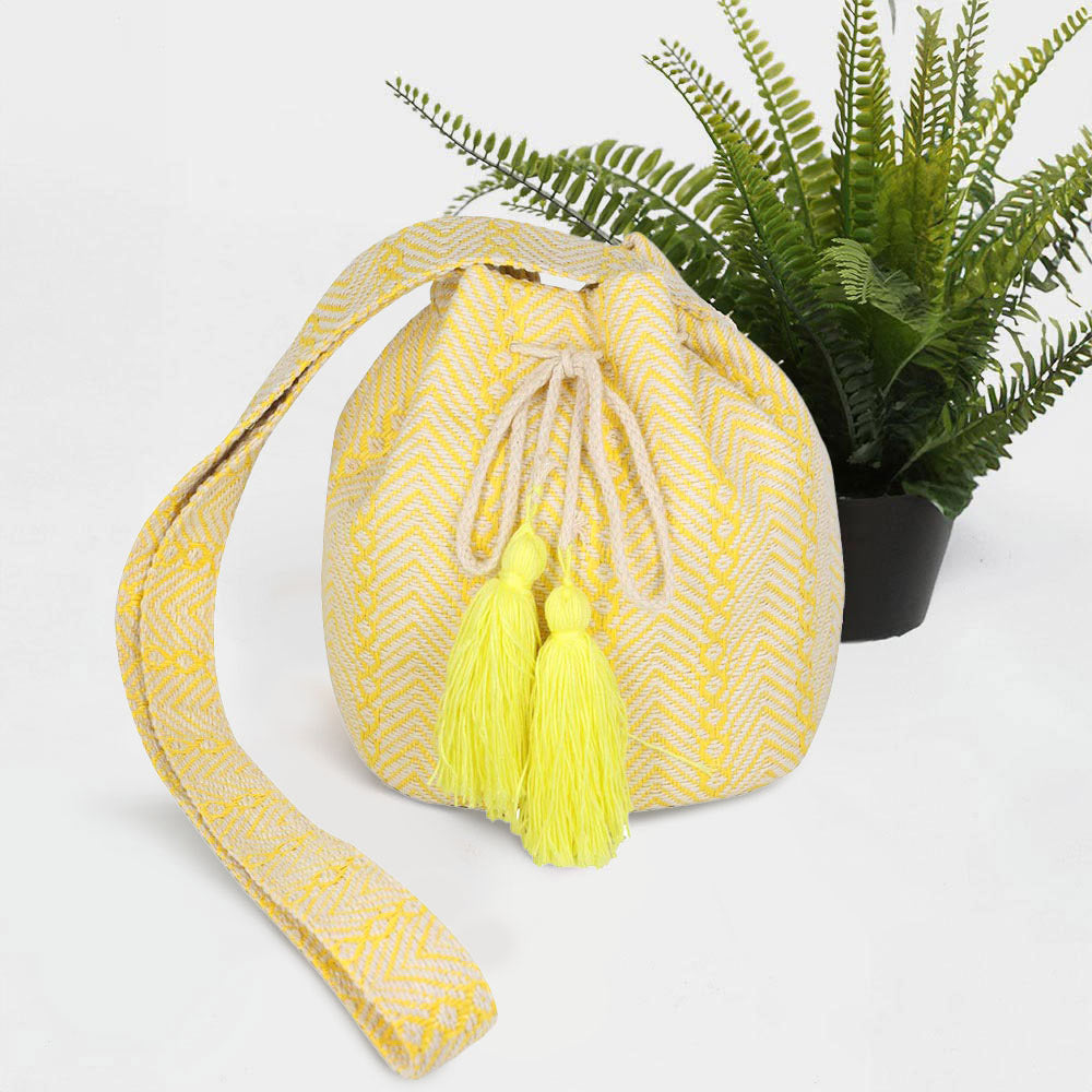 Madeline Love Yellow Geometric Pattern Bucket Bag - Bags & Wallets