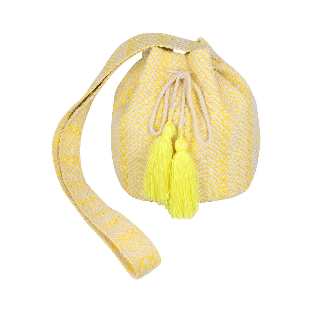 Madeline Love Yellow Geometric Pattern Bucket Bag - Bags & Wallets - desc