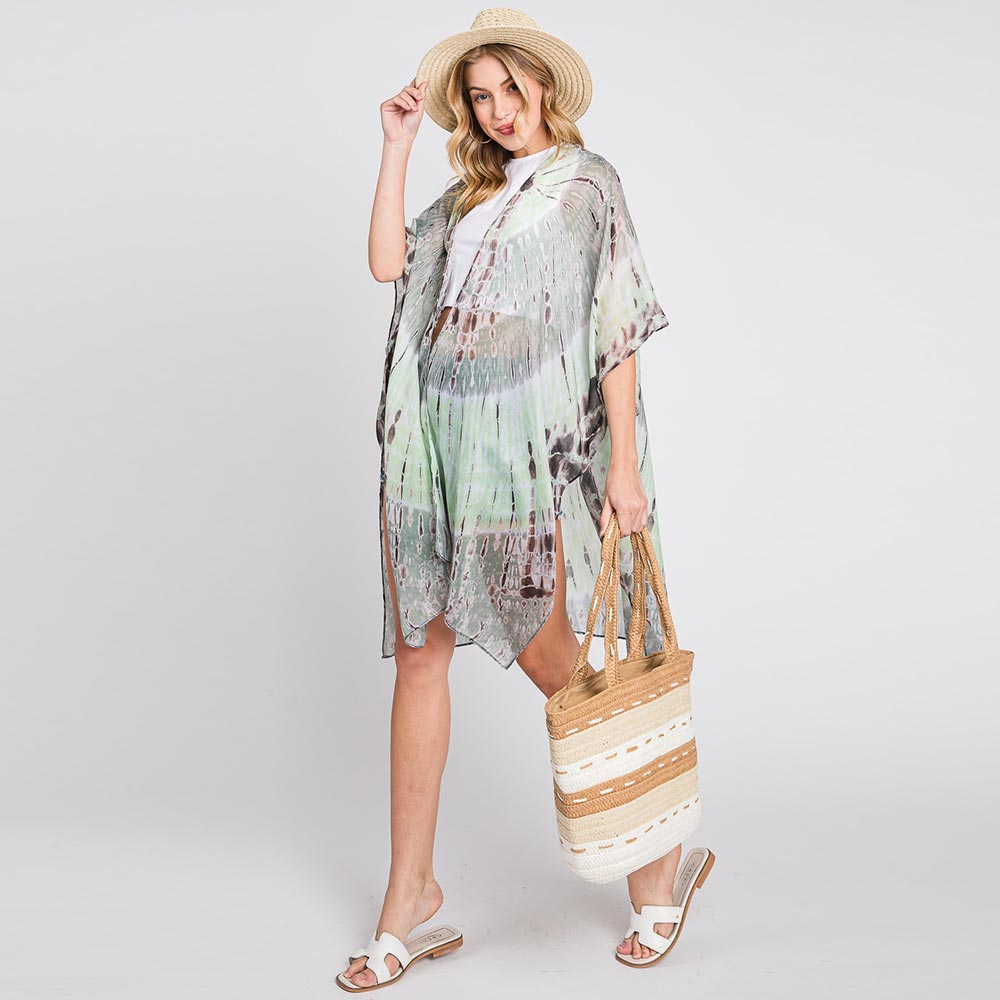 Madeline Love Olive Green Striped Pattern Dotted line Detail Straw Bag - Bags & Wallets - extra