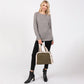 Madeline Love Olive Green Fleece Trimmed Solid Tote / Crossbody Bag With Adjustable Strap - Bags & Wallets - extra