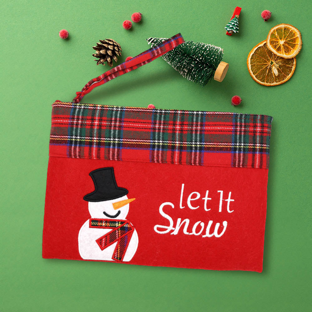 Madeline Love Red Let it Snow Letter Snowman Christmas Pouch Bag - Bags & Wallets