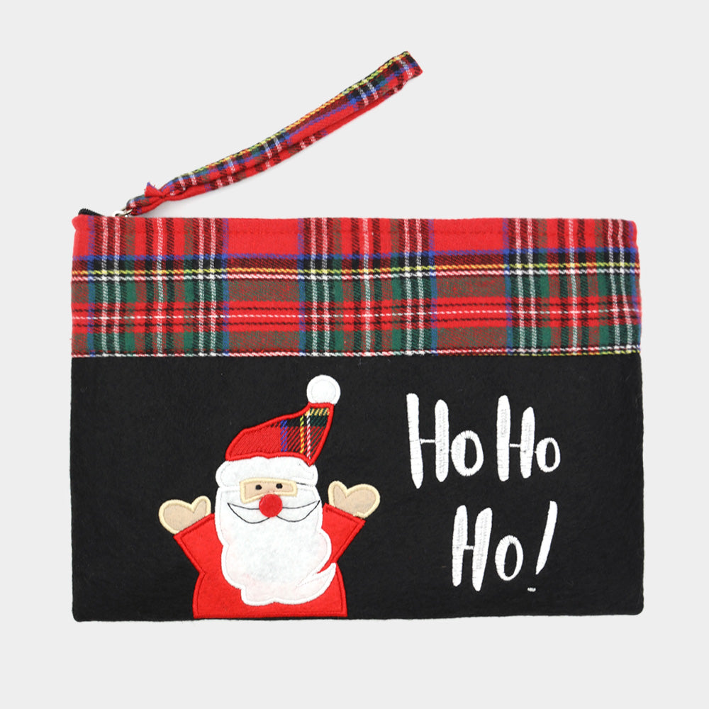 Madeline Love Black Ho Ho Ho Letter Santa Christmas Pouch Bag - Bags & Wallets - desc