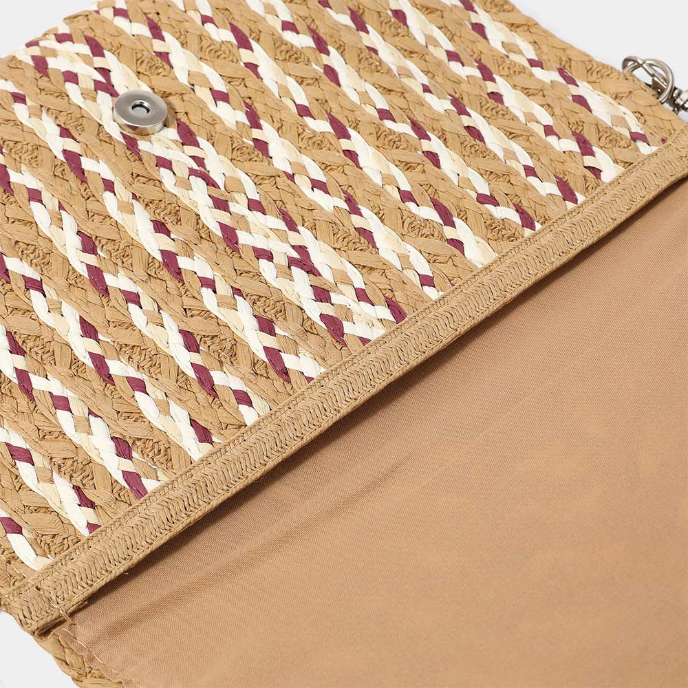 Madeline Love Beige Multi Color Straw Clutch / Crossbody Bag - Bags & Wallets - extra