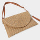 Madeline Love Pink Gold Threads Mixed Straw Clutch Bag / Crossbody Bag - Bags & Wallets - extra