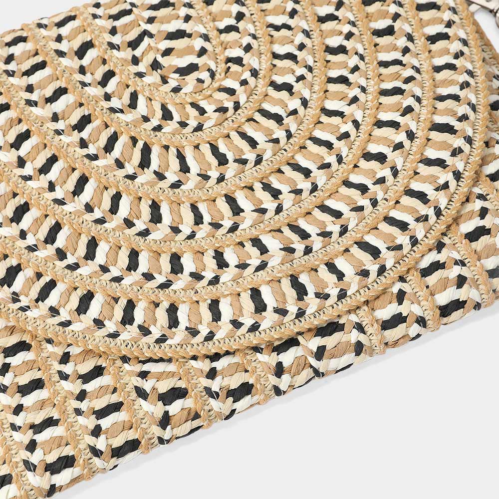 Madeline Love Beige Multi Color Straw Clutch Bag / Crossbody Bag - Bags & Wallets - extra