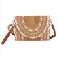 Madeline Love Taupe Multi Pattern Straw Clutch / Crossbody Bag - Bags & Wallets - desc