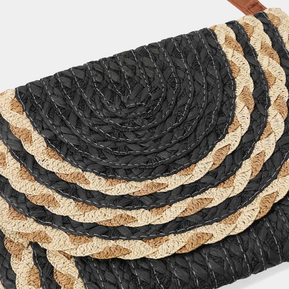 Madeline Love Pink Mixed Color Detail Straw Clutch / Crossbody Bag - Bags & Wallets - extra