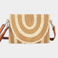 Madeline Love Taupe Sequin Mixed Two Tone Straw Clutch Bag / Crossbody Bag - Bags & Wallets