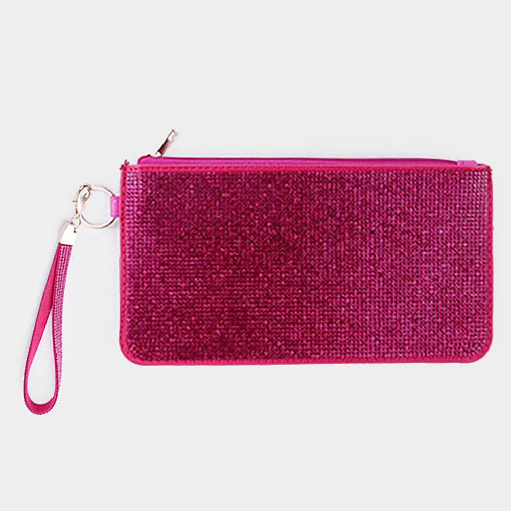 Madeline Love Fuchsia Double Sided Bling Wristlet Wallet/Clutch Bag - Bags & Wallets