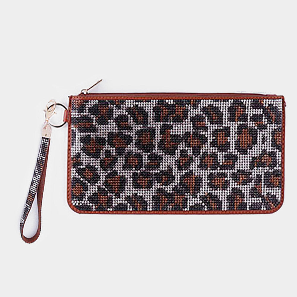 Madeline Love Leopard Double Sided Bling Wristlet Wallet/Clutch Bag - Bags & Wallets