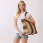 Madeline Love Brown Natural Multi Color Stripe Straw Tote Bag - Bags & Wallets - desc