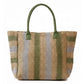 Madeline Love Olive Green Natural Multi Color Stripe Straw Tote Bag - Bags & Wallets - extra