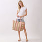 Madeline Love Pink Natural Multi Color Stripe Straw Tote Bag - Bags & Wallets - extra