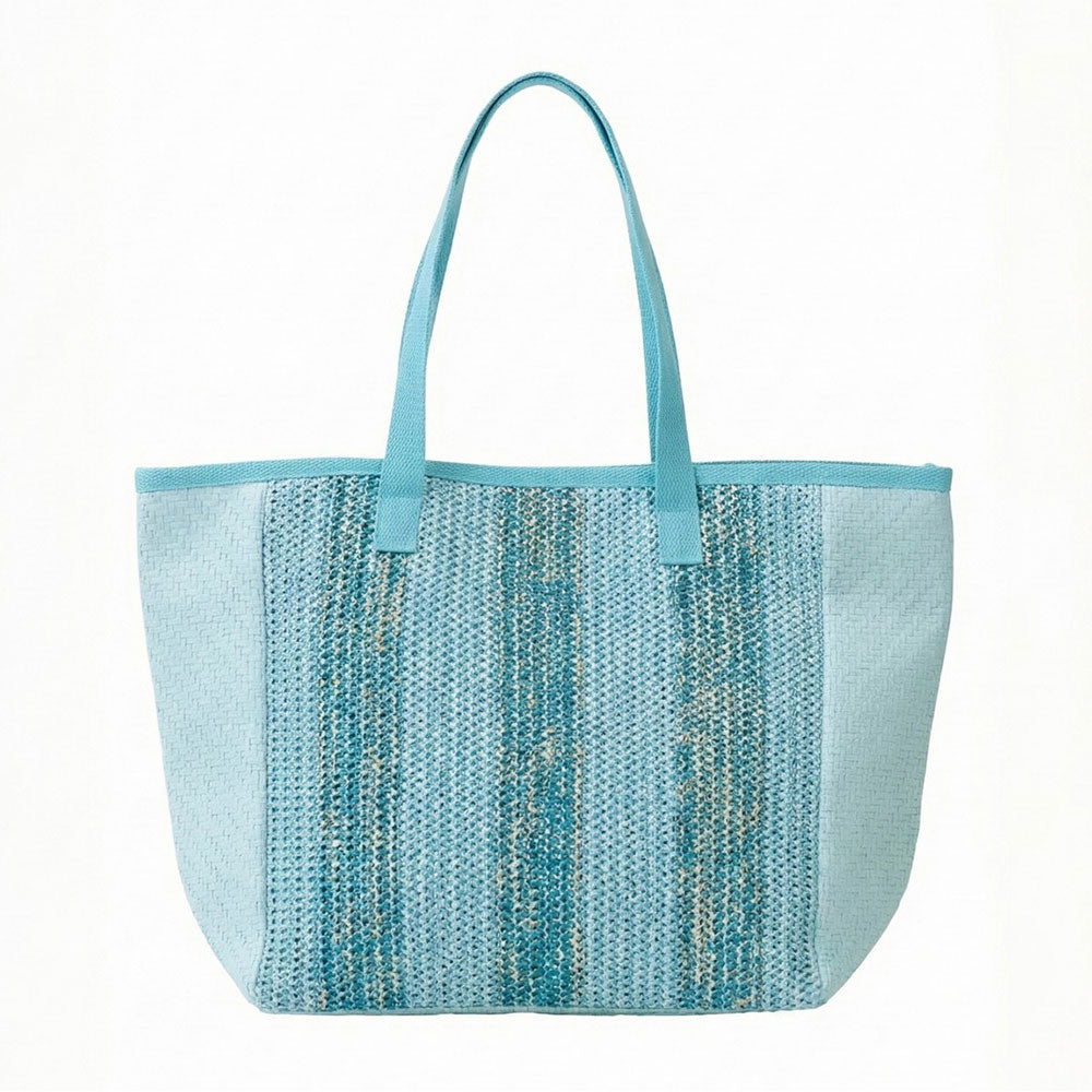 Madeline Love Aqua Nautical Stripe Tote Bag - Bags & Wallets - extra