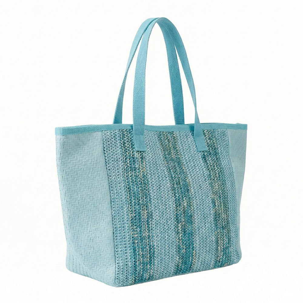 Madeline Love Aqua Nautical Stripe Tote Bag - Bags & Wallets - extra