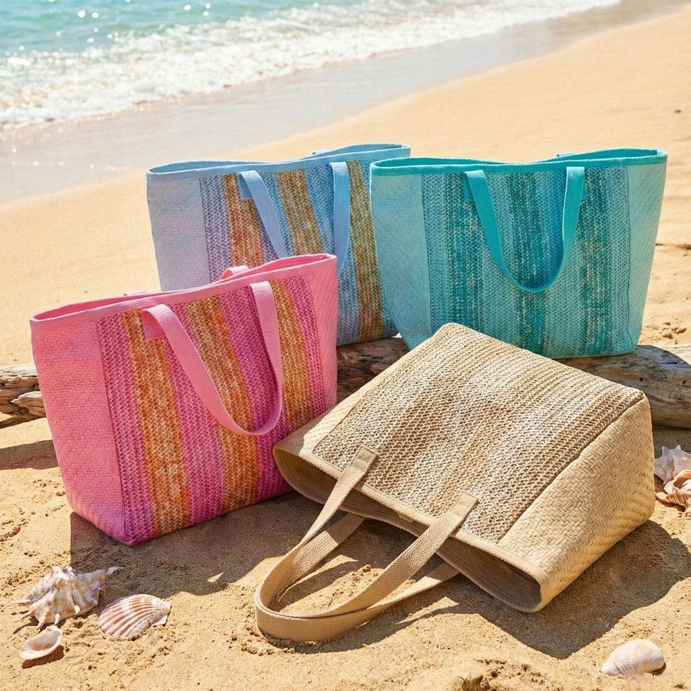 Madeline Love Aqua Nautical Stripe Tote Bag - Bags & Wallets - extra