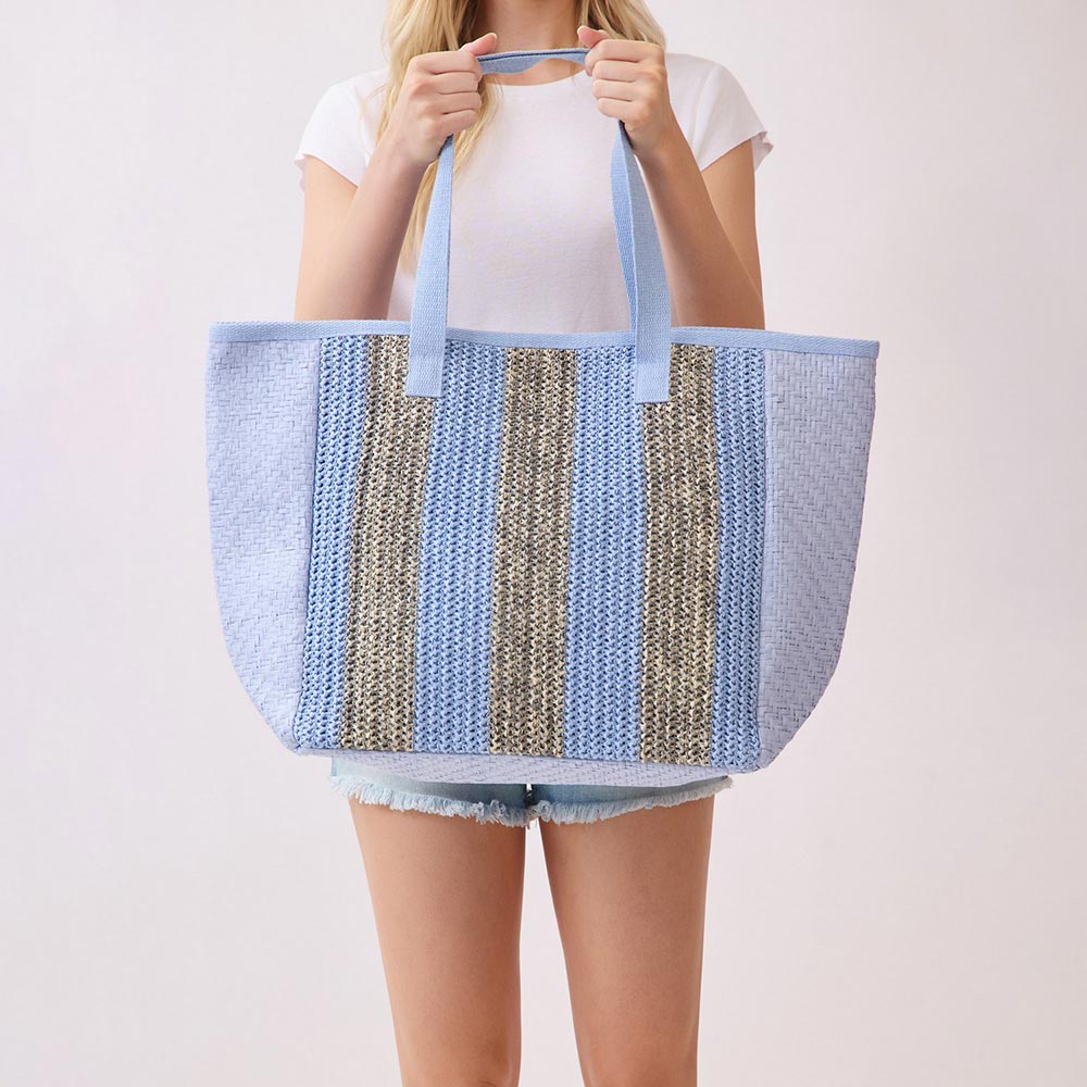 Madeline Love Blue Nautical Stripe Tote Bag - Bags & Wallets - extra