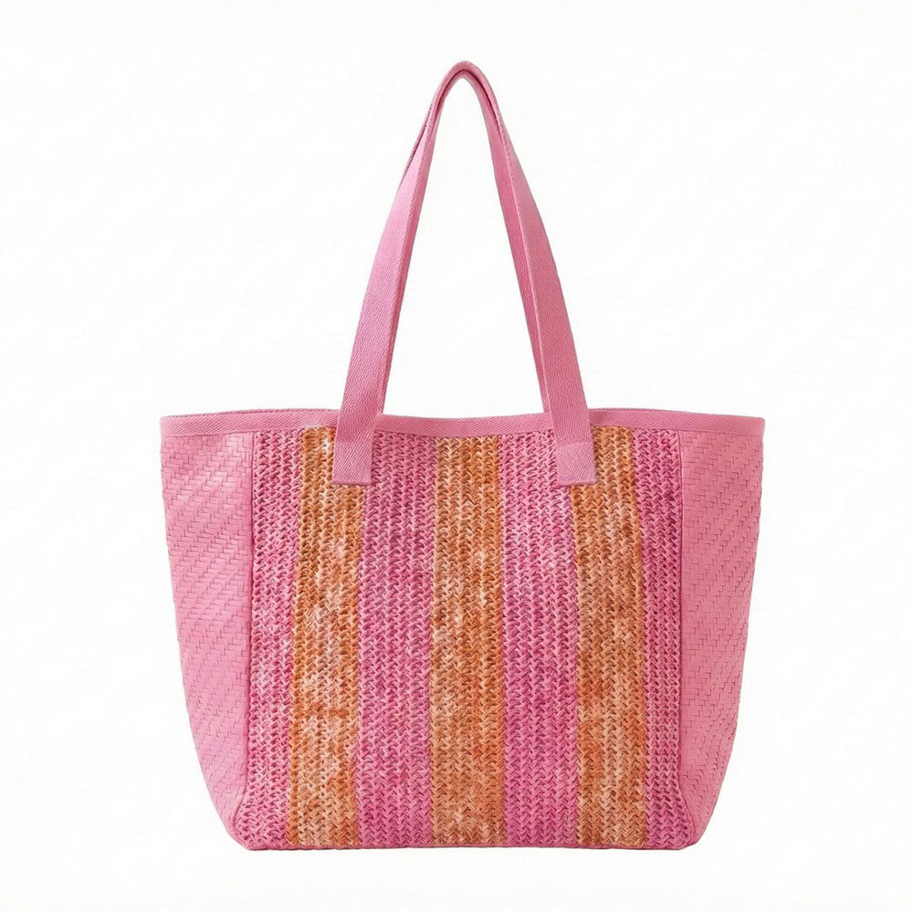 Madeline Love Hot Pink Nautical Stripe Tote Bag - Bags & Wallets - extra
