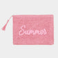 Madeline Love Pink SUMMER Embroidery Woven Straw Pouch Bag - Bags & Wallets - desc