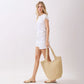 Madeline Love Beige Round Bottom Handmade Strap Woven Straw Tote Bag - Bags & Wallets - extra