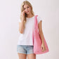 Madeline Love Hot Pink Round Bottom Handmade Strap Woven Straw Tote Bag - Bags & Wallets - extra