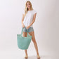 Madeline Love Mint Round Bottom Handmade Strap Woven Straw Tote Bag - Bags & Wallets - extra