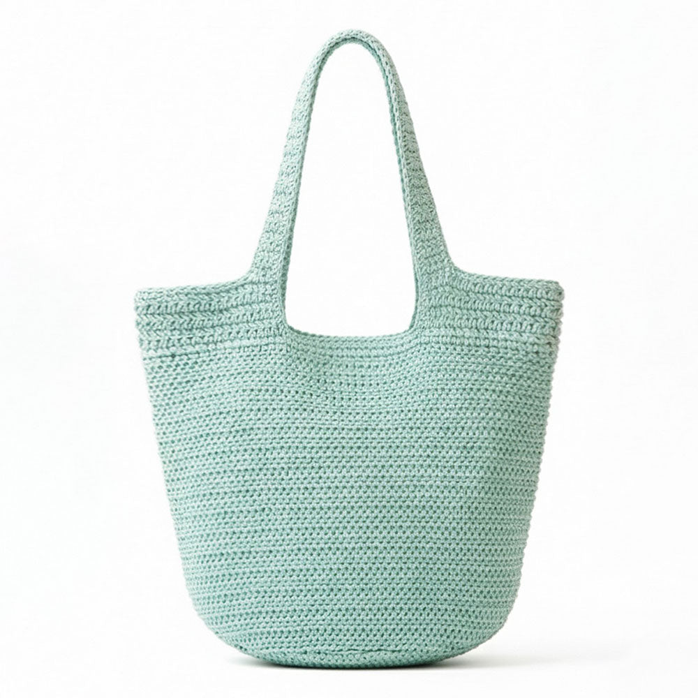 Madeline Love Mint Round Bottom Handmade Strap Woven Straw Tote Bag - Bags & Wallets - extra