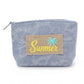 Madeline Love Navy Vintage Message Patch Cosmetic Pouch Bag - Bags & Wallets - desc