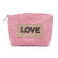 Madeline Love Pink Vintage Message Patch Cosmetic Pouch Bag - Bags & Wallets - desc