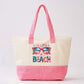 Madeline Love Pink LIFE IS BETTER AT THE BEACH Message Sunglasses Graphic Printed Terry Tote Bag - Bags & Wallets - extra