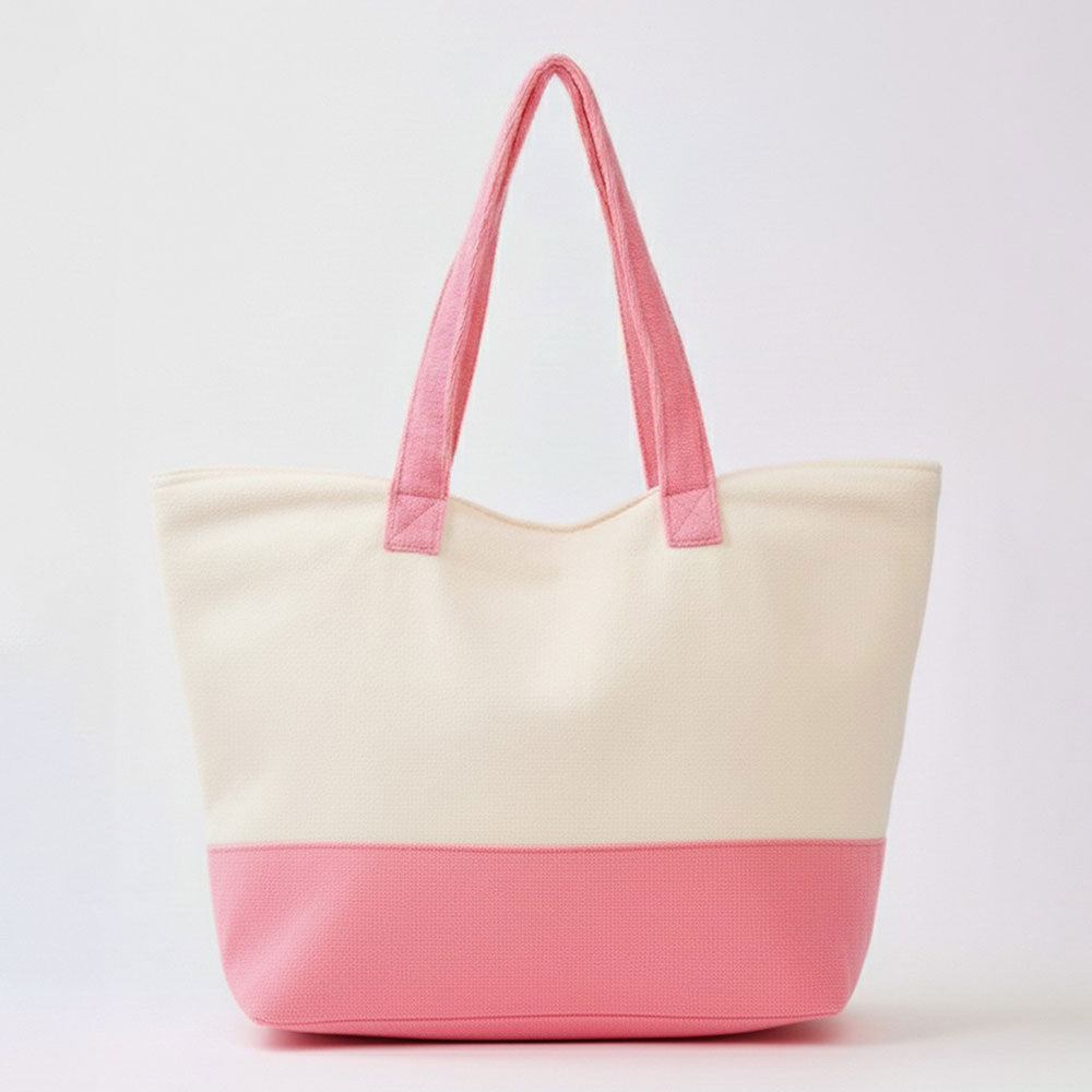 Madeline Love Pink LIFE IS BETTER AT THE BEACH Message Sunglasses Graphic Printed Terry Tote Bag - Bags & Wallets - extra