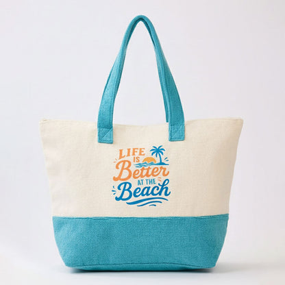 Madeline Love Blue LIFE IS BETTER AT THE BEACH Message Terry Tote Bag - Bags & Wallets