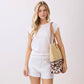 Madeline Love Beige Leopard Print Straw Tote Shoulder Bag - Bags & Wallets - extra