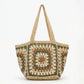 Madeline Love Beige Vintage Granny Square Crochet Summer Tote Bag - Bags & Wallets