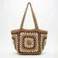 Madeline Love Taupe Vintage Granny Square Crochet Summer Tote Bag - Bags & Wallets - extra