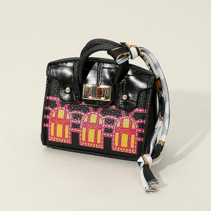 Madeline Love Black House Printed Faux Leather Elegant and Stylish Mini Purse Bag Charm - Bags & Wallets