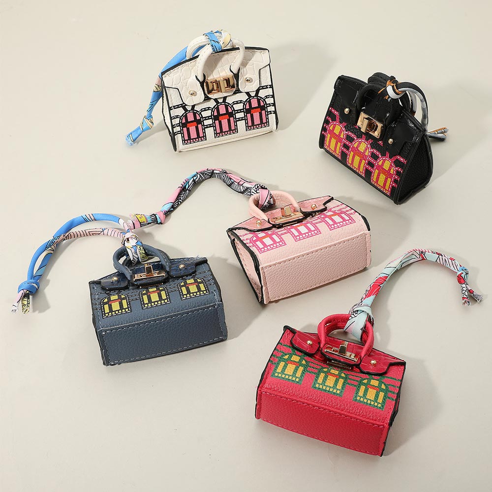 Madeline Love Yellow House Printed Faux Leather Elegant and Stylish Mini Purse Bag Charm - Bags & Wallets - extra