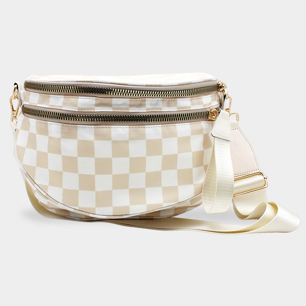 Madeline Love Beige Checkered Pattern Crossbody Bag - Bags & Wallets