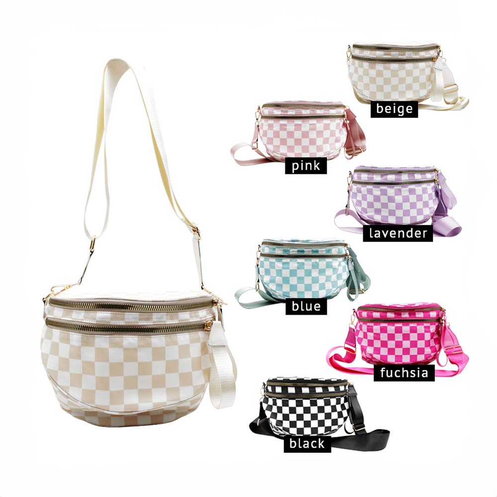 Madeline Love Black Checkered Pattern Crossbody Bag - Bags & Wallets - extra