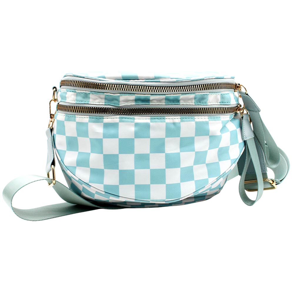 Madeline Love Blue Checkered Pattern Crossbody Bag - Bags & Wallets - desc