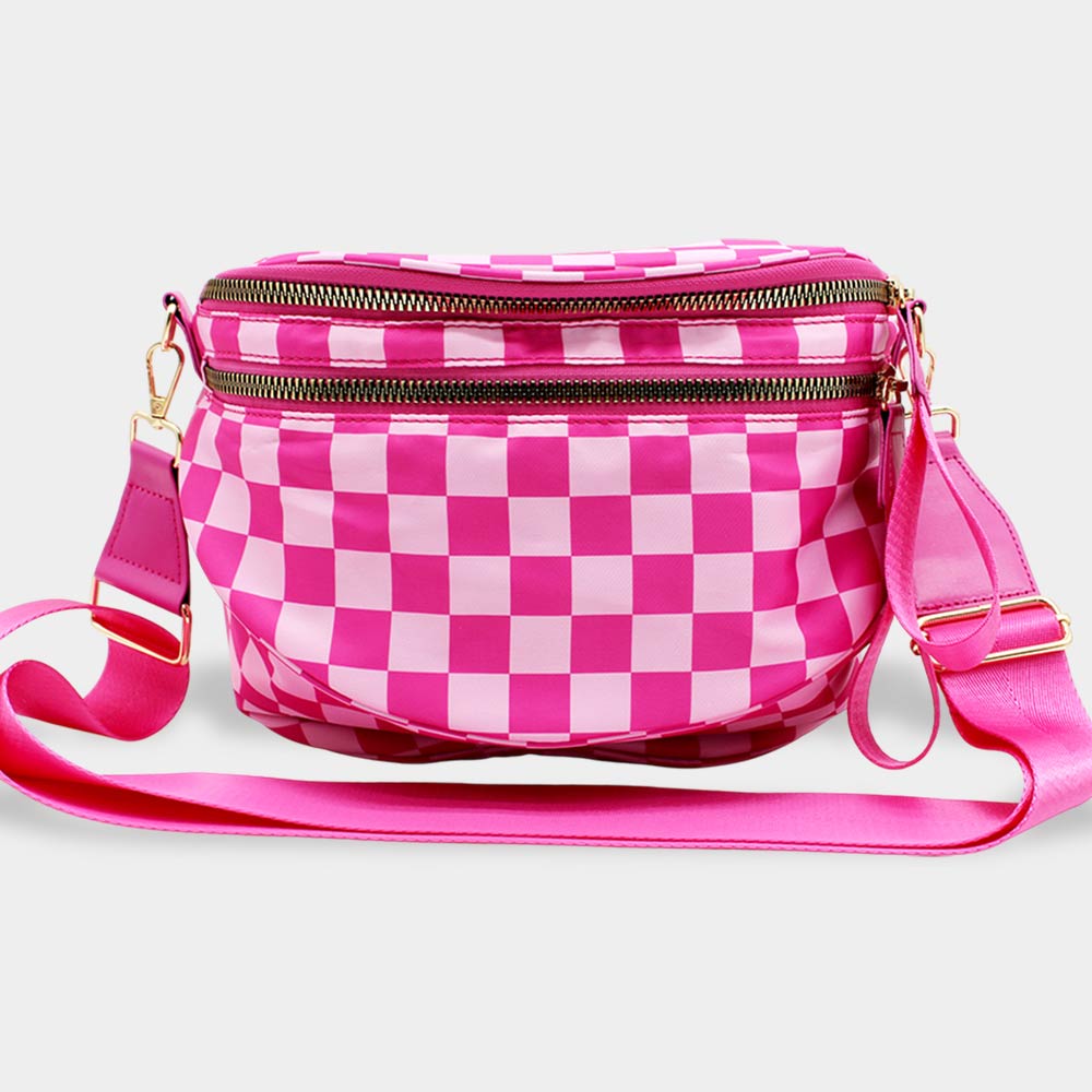 Madeline Love Fuchsia Checkered Pattern Crossbody Bag - Bags & Wallets