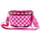 Madeline Love Fuchsia Checkered Pattern Crossbody Bag - Bags & Wallets - desc