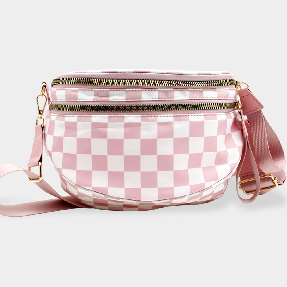 Madeline Love Pink Checkered Pattern Crossbody Bag - Bags & Wallets