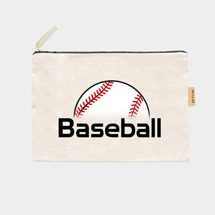 Madeline Love Ivory, White 'Baseball'Cotton Canvas Eco Pouch Bag - Bags & Wallets